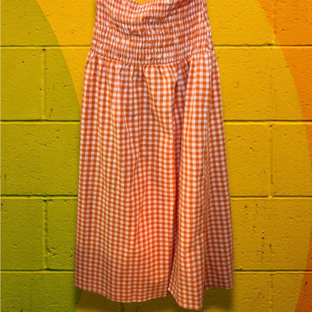 Princess Polly Orange Checkered Jamilla Maxi Skirt NWT 100% Cotton Size 10